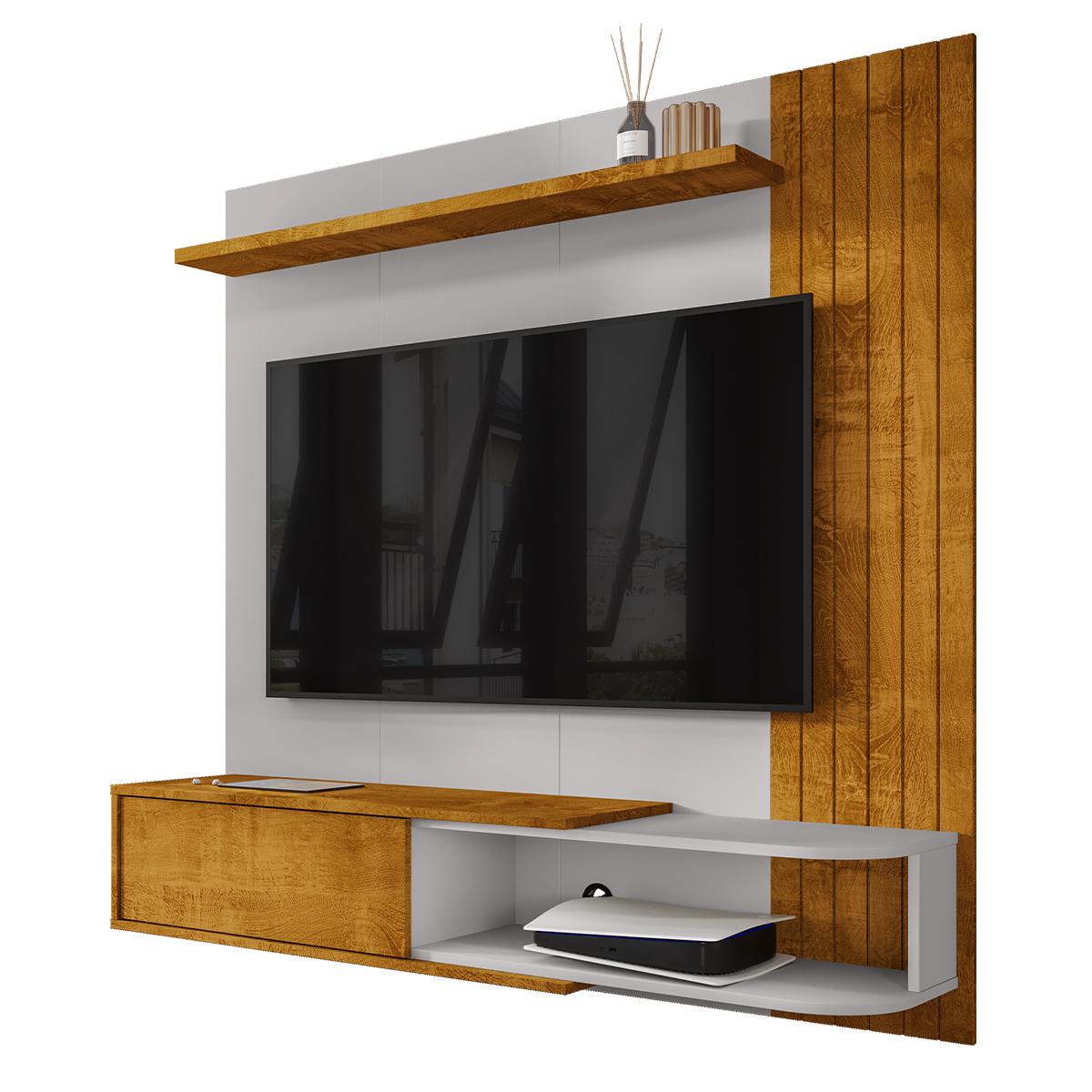 Painel Suspenso Paraty Sala Tv Até 55 Polegadas Com 1 Porta Naturale/off White