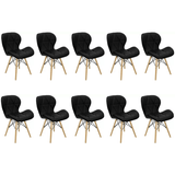 Kit 10 Cadeiras Estofada Eiffel Slim Wood Pés De Madeira Preto