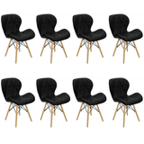 Kit 8 Cadeiras Estofada Eiffel Slim Wood Pés De Madeira Preto