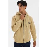 Blusa Moletom Masculina Com Zíper Polo Wear Bege Médio