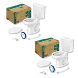 Kit 2 Vaso Sanitário Com Caixa Acoplada 6l Uni Celite Branco
