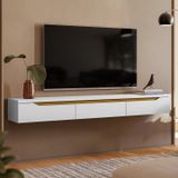 Rack Para Tv Até 65 Polegadas Suspenso Branco Ac/ Cedro Frj Ac