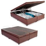 Cama Box Baú King Bipartido Sintético Sereneprime Marrom 192x203x44