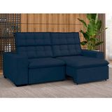 Sofá 3 Lugares Retrátil E Reclinável 207 Cm Ac232 Lugano Azul