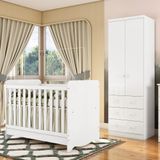 Quarto De Bebê Com Berço Minicama Ben E Guarda Roupa Smim New 100 Mdf Móveis Peroba