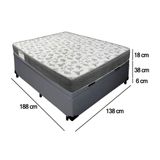 Cama Box Baú Casal Sintético + Colchão De Espuma D33 - Sereneprime - 138cm Cinza
