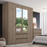 Guarda Roupa Solteiro Com Espelho 4 Portas 2 Gavetas Em Mdf Nobre Thb