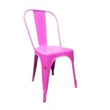 Cadeira Tolix Rosa Com Assento Aço Industrial - Garden Life