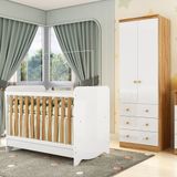 Quarto De Bebê Com Berço Minicama Ben E Guarda Roupa Smim New 100 Mdf Móveis Peroba