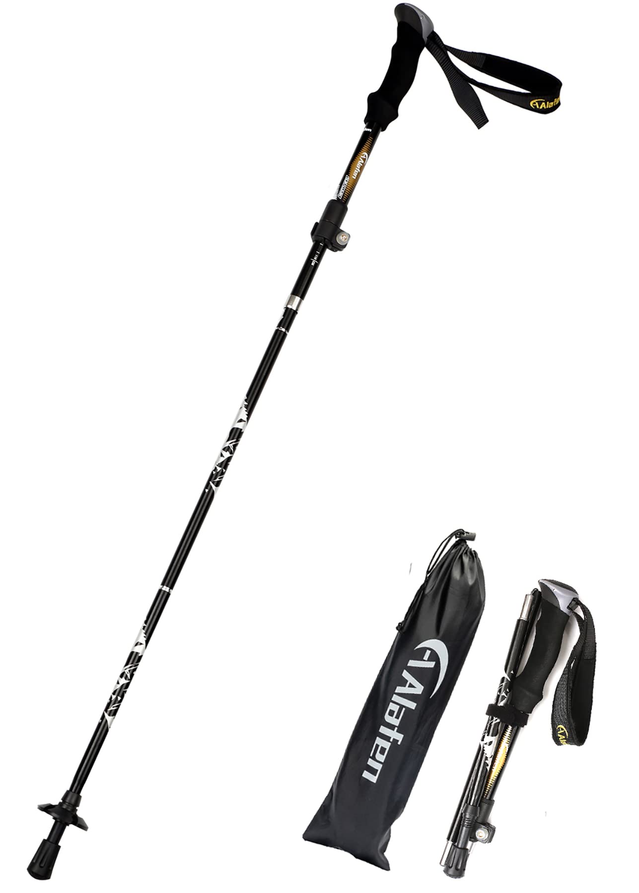 Bastão De Caminhada A Alafen Dobrável De Alumínio Ultraleve Preto