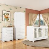 Quarto De Bebê Completo Com Berço Minicama Ben Guarda Roupa Smim New E Cômoda Junior New Mdf Móveis Peroba