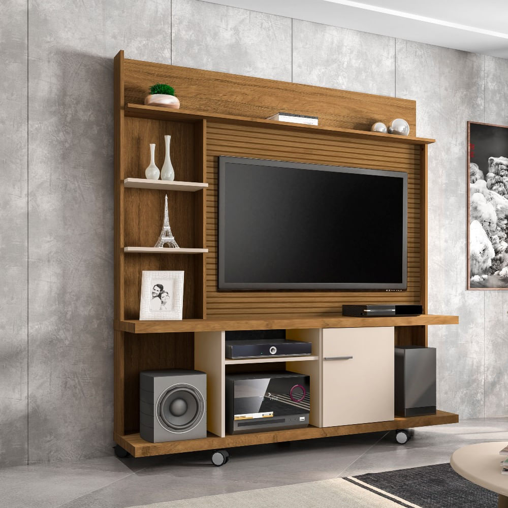 Estante Home Para Tv Até 47 Polegadas 1 Porta Com Rodízios Taurus Bechara