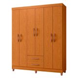Guarda-roupa Albatroz Âmbar 6 Portas Casal Mdp 2 Gavetas Cinamomo