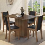 Conjunto Sala De Jantar Mesa Tampo De Vidro 4 Cadeiras Rustic/preto Martina Madesa