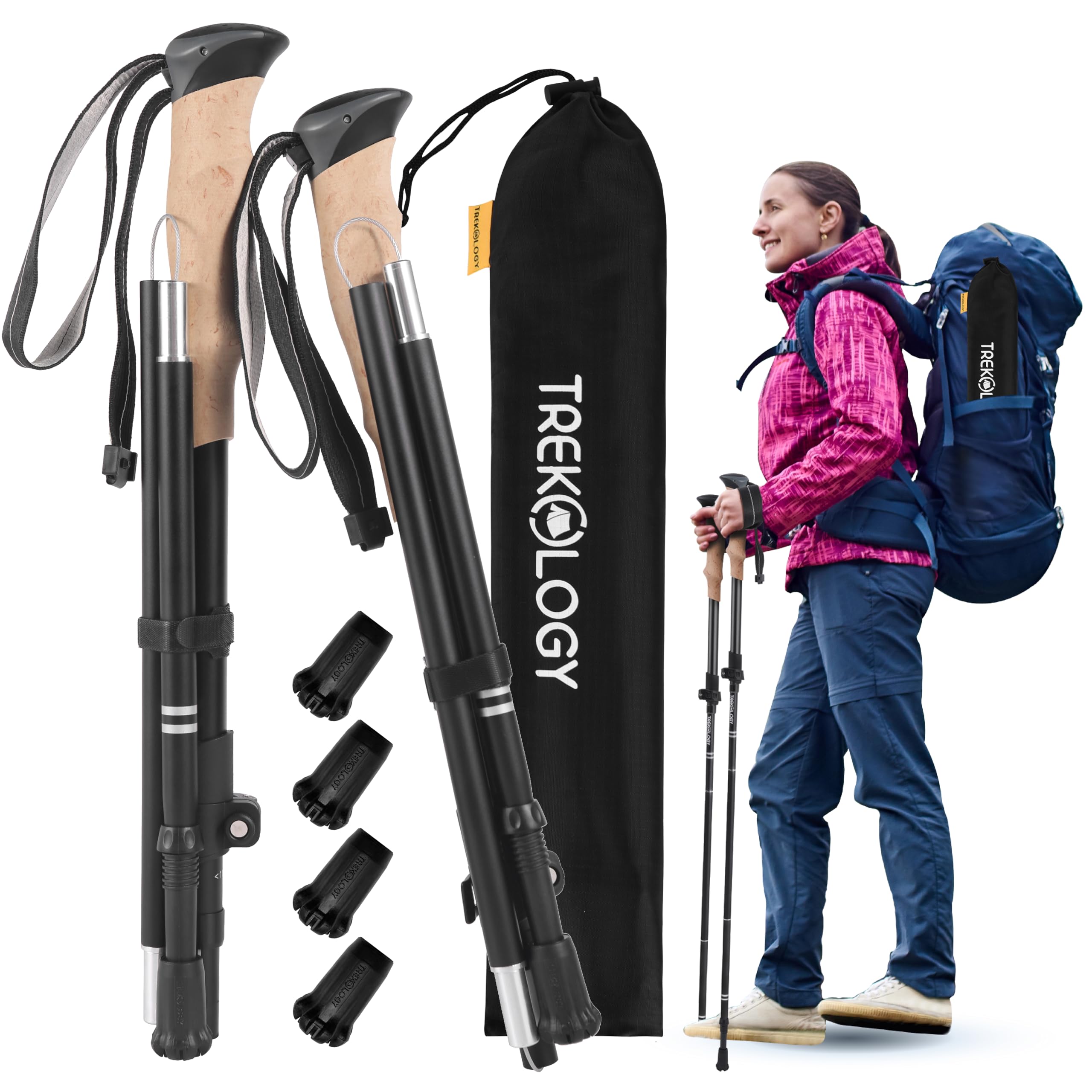 Bastões De Trekking Trekology Trekz Xe Leve Alumínio Preto