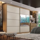 Guarda Roupa Casal Com Espelho 2 Portas De Correr Em Mdf Málaga Glassthb