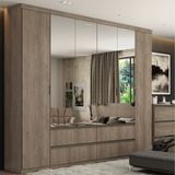 Guarda Roupa Casal Com 4 Espelhos 6 Portas 4 Gavetas Em Mdf Nobre Full Glass Thb