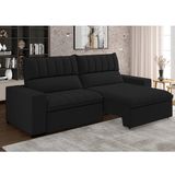 Estofado Retratil E Reclinável 4 Lugares 250cm New Mali Preto