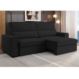 Estofado Retratil E Reclinável 4 Lugares 250cm Viena Preto
