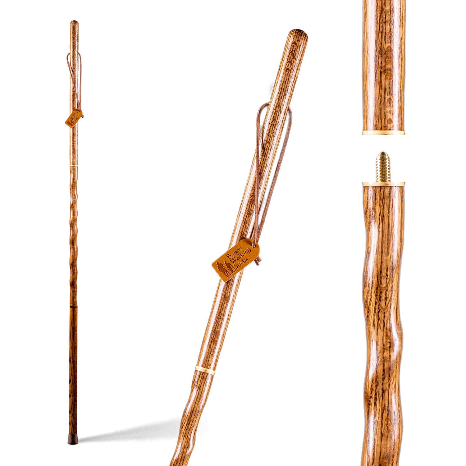 Bastão De Caminhada Brazos Feito À Mão Em Carvalho Vermelho 140 Cm