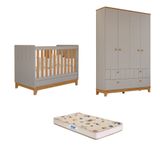 Quarto De Bebê Com Guarda Roupa Berço E Colchão Liza Permobili