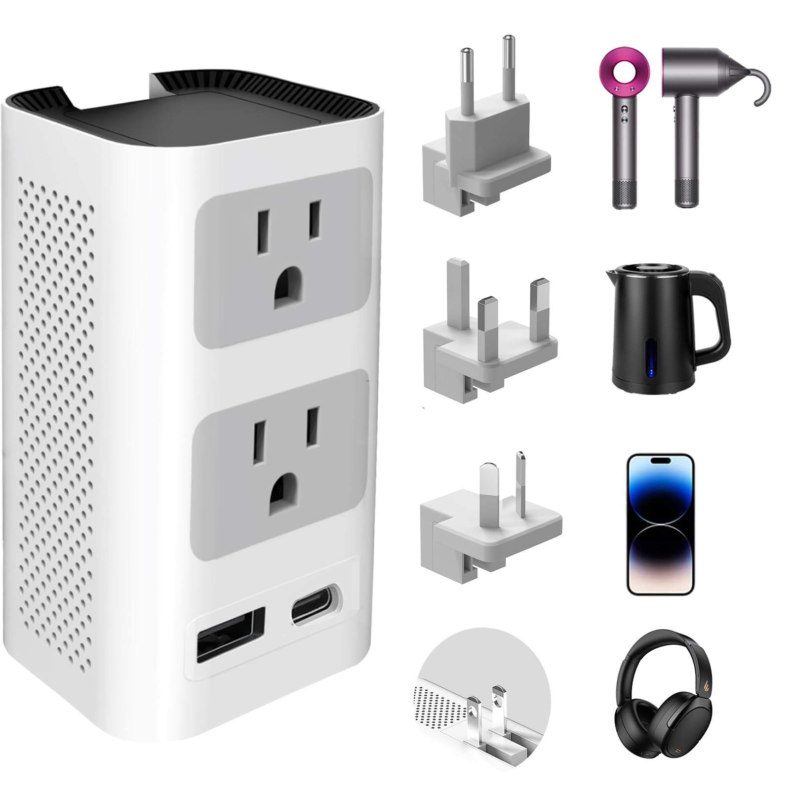 Conversor De Tensão E Adaptador De Viagem 2000w 220v A 110v Com Usb