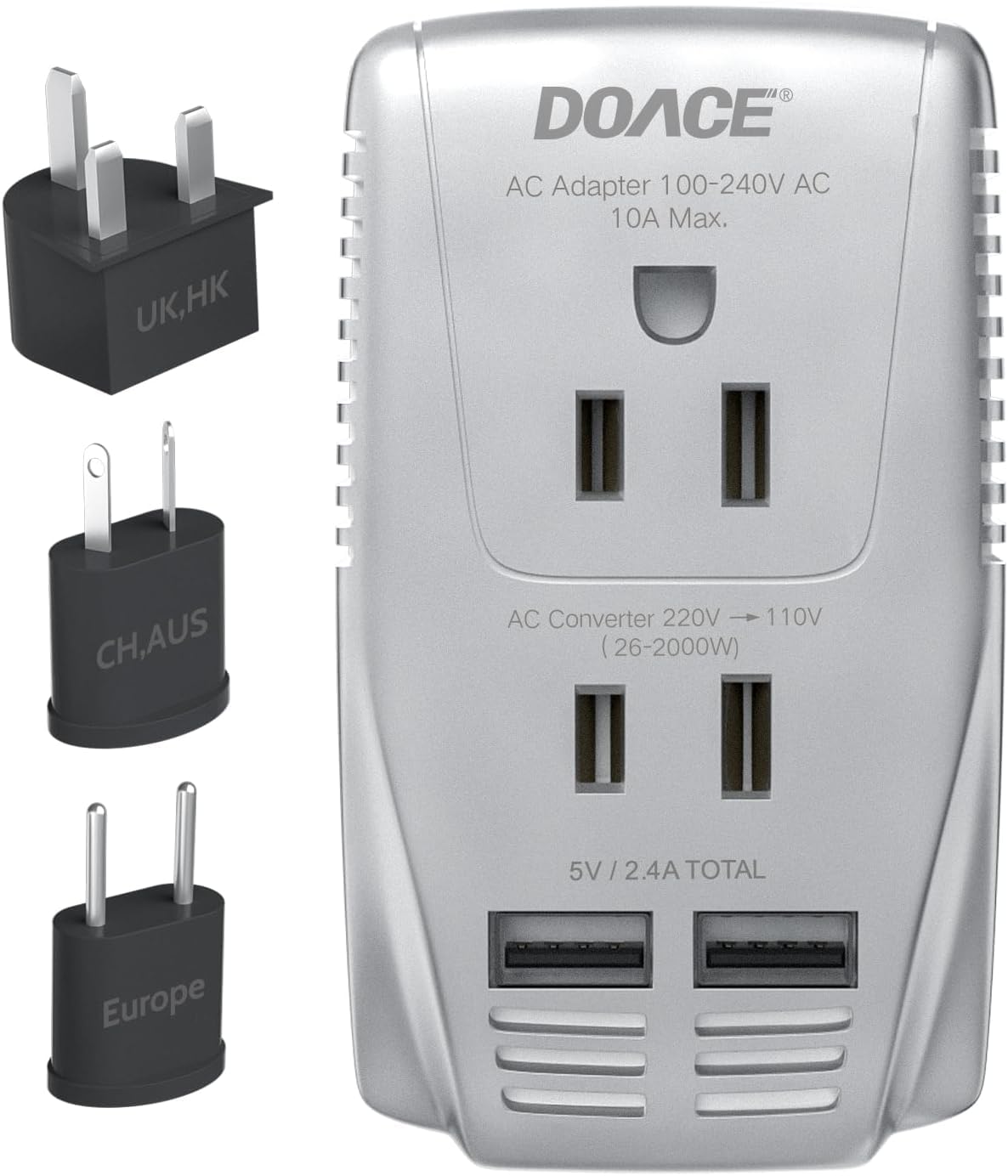 Conversor De Tensão Doace 2000w 220v A 110v Com 2 Usb