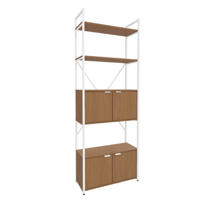 Estante Alta 4 Portas 202x72 Cm Li018 Canela Branco Kpb