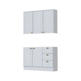 Cozinha Modulada 2 Peças 5 Portas 3 Gavetas Henn Americana Branco