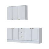 Cozinha Modulada 3 Peças Com Tampo Henn Americana Branco