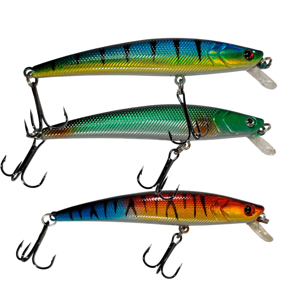 Kit Isca Artificial Hengjia Meia Água 9cm 8gr Barbela Curta Plástico Abs 3un