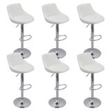 Kit 6 Banquetas Milano Carmel Estofada Giratória C/ Regulagem - Branco