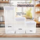Kit Com 03 Potes Branco Hermética Vedação Tpu Livre De Bpa