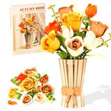Conjunto De Construção, Buquê De Flores E Rosas Chanbrick Com Vaso, 868 Unidades