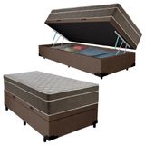 Cama Box Baú Suede Solteiro + Colchão Sereneprime Molas Ensacadas 88x188x69 Marrom