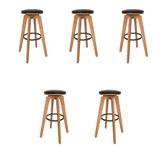 Kit 5 Banquetas Decorativas Hetfield Pu Madeira C/apoio Para Os Pés Base Giratória G56 - Gran Belo
