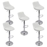 Kit 5 Banquetas Milano Carmel Estofada Giratória C/ Regulagem - Branco