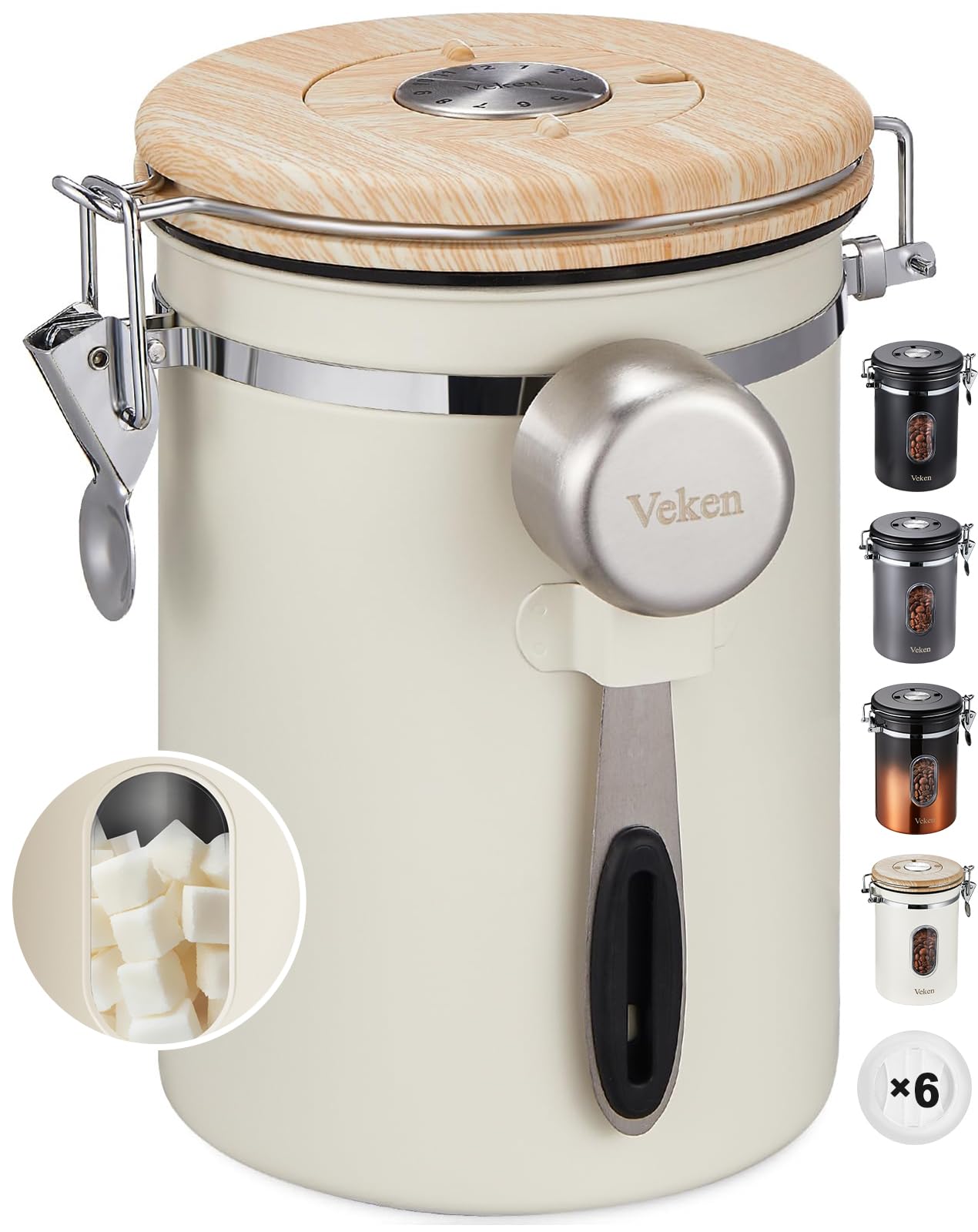 Vasilha De Café Veken Com Janela, Jarra De Açúcar De 650 Ml Inoxidável