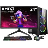 Pc Gamer 3green Winner, Amd Ryzen 5 4600g, 16gb Ddr4, Ssd 512gb, Gráficos Radeon Vega, Fonte 500w, Monitor 24" Led, Kit Gamer Completo Gsw-24006
