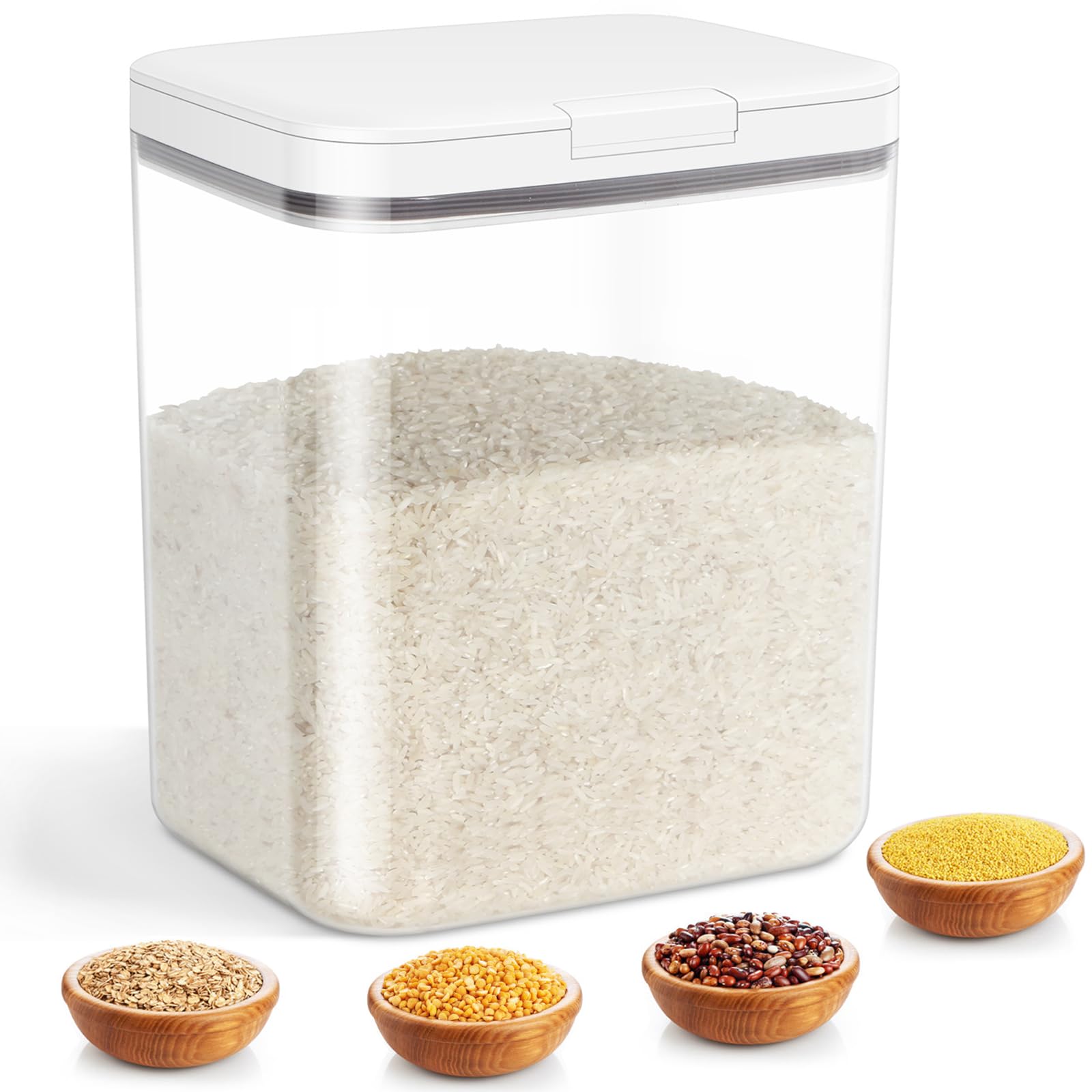 Recipiente De Armazenamento De Alimentos Tbmaxs Rice 11kg/11l Crystal-clear