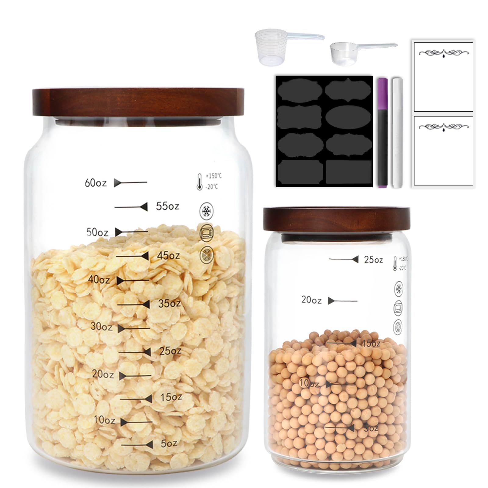 Vasilhas De Armazenamento De Vidro Datttcc 1,8 L E 1,5 L, Herméticas, Pacote Com 2