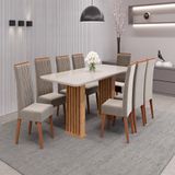 Conjunto Sala De Jantar Mesa Munique Com 8 Cadeiras Cristal Viero