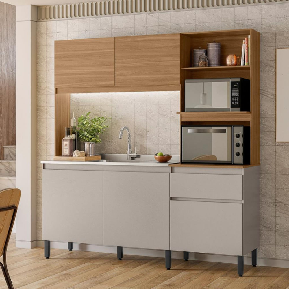 Cozinha Compacta 5 Portas 1 Gaveta Sem Tampo Amaranto Demóbile