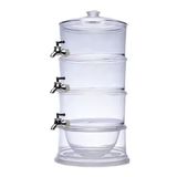 Suqueira Tripla Dispenser 3 Em 1 Grande 10,5 Litros Acrilica Multiuso Empilhavel Independente Kit Refresqueira Suco Agua