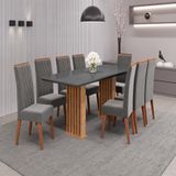 Conjunto Sala De Jantar Mesa Munique Com 8 Cadeiras Cristal Viero