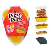 Pacote De Pizza: Recipiente De Armazenamento De Pizza Reutilizável Com 5 Bandejas Amarelas