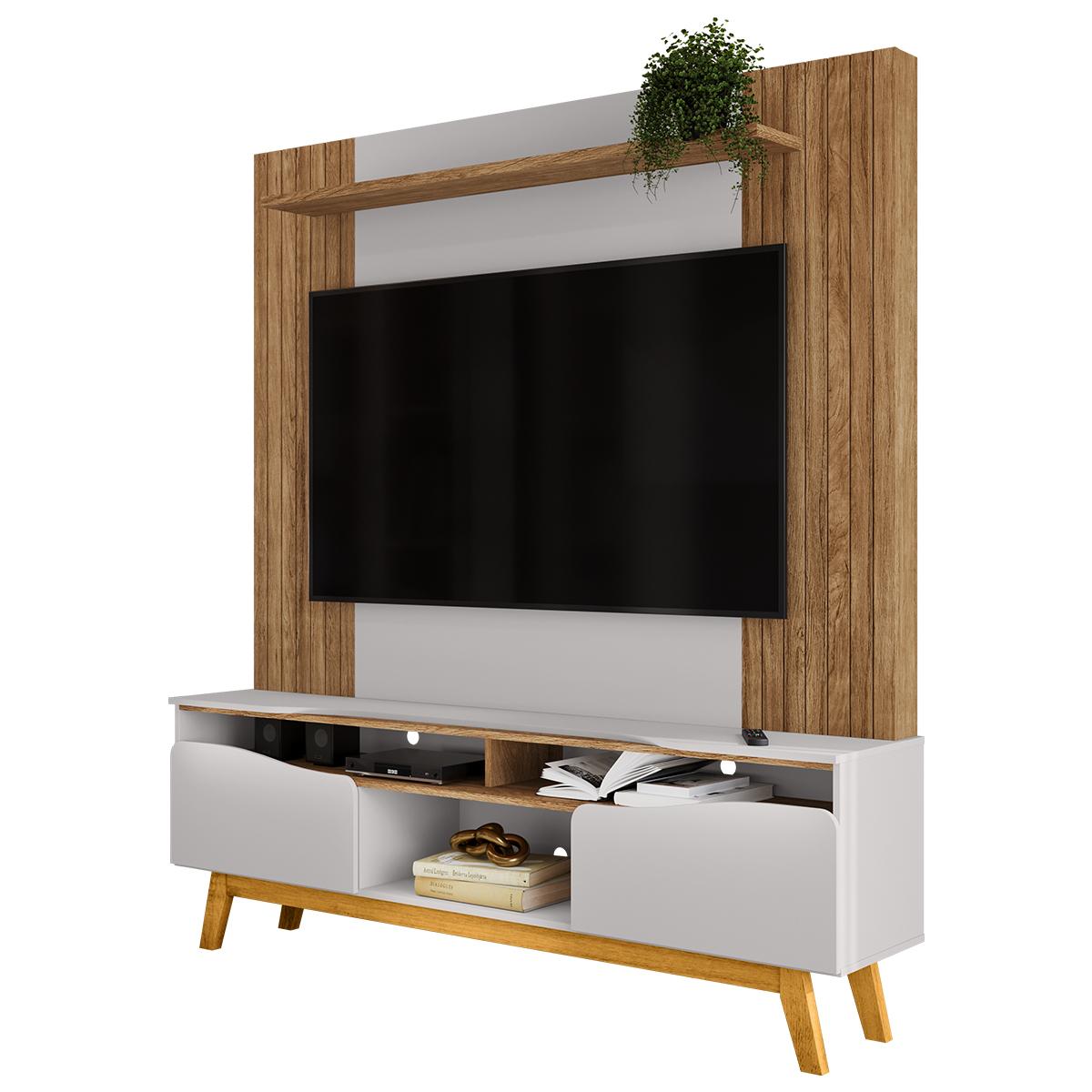 Home Estante Rack Atalaia Para Tv Até 75 Polegadas Cinamomo/off White