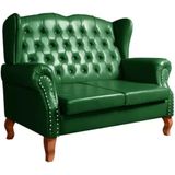 Sofá Chesterfield 2 Lugares Imperador Vintage Retrô Capitonê Couro Verde