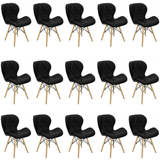 Kit 15 Cadeiras Estofada Eiffel Slim Wood Pés De Madeira Preto