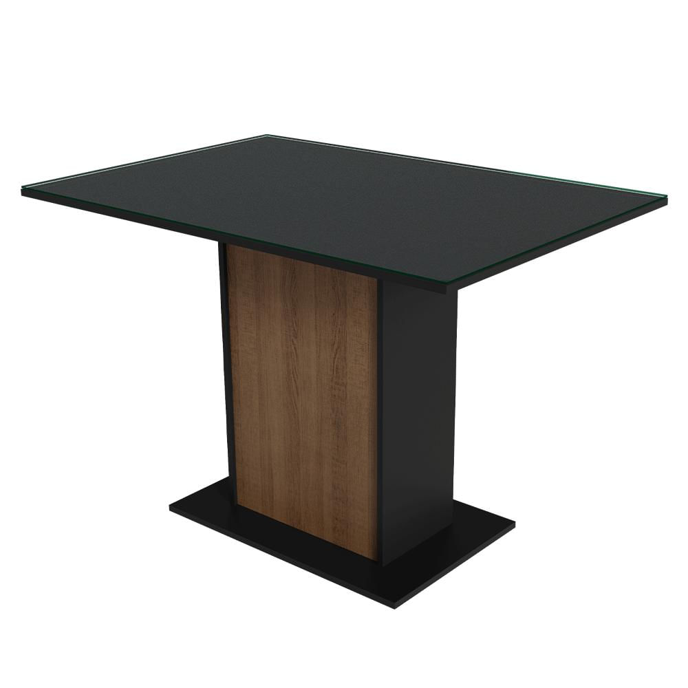 Mesa De Jantar Retangular Com Tampo De Vidro Preto/rustic 5329 Madesa